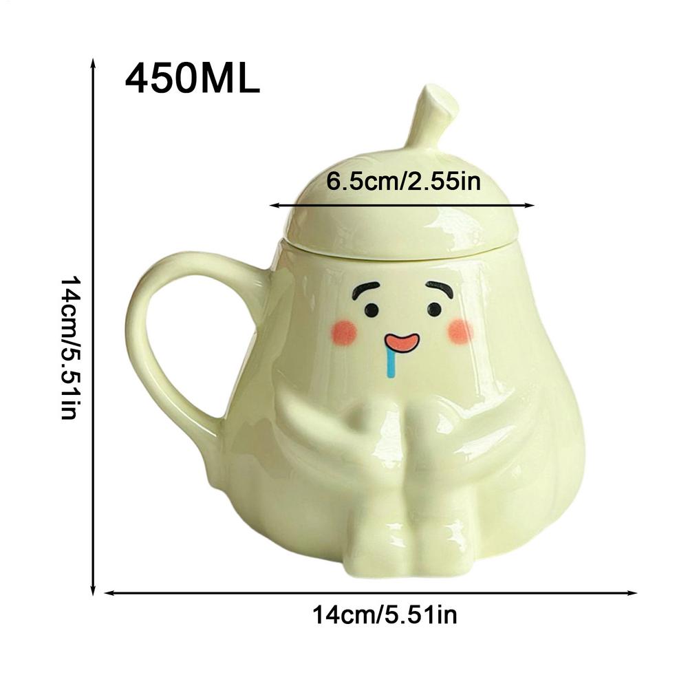 

450ml Pear Shape Ceramic Mugs Cute Pear Shape Ceramic Drinkware with Handle and Lid Home Office Breakfast Milk Drink Mug 450ml