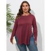 Women's Top Autumn/winter Long Sleeved Plus Size Women's Clothing Solid Color Casual Irregular T-shirt Base Shirt
