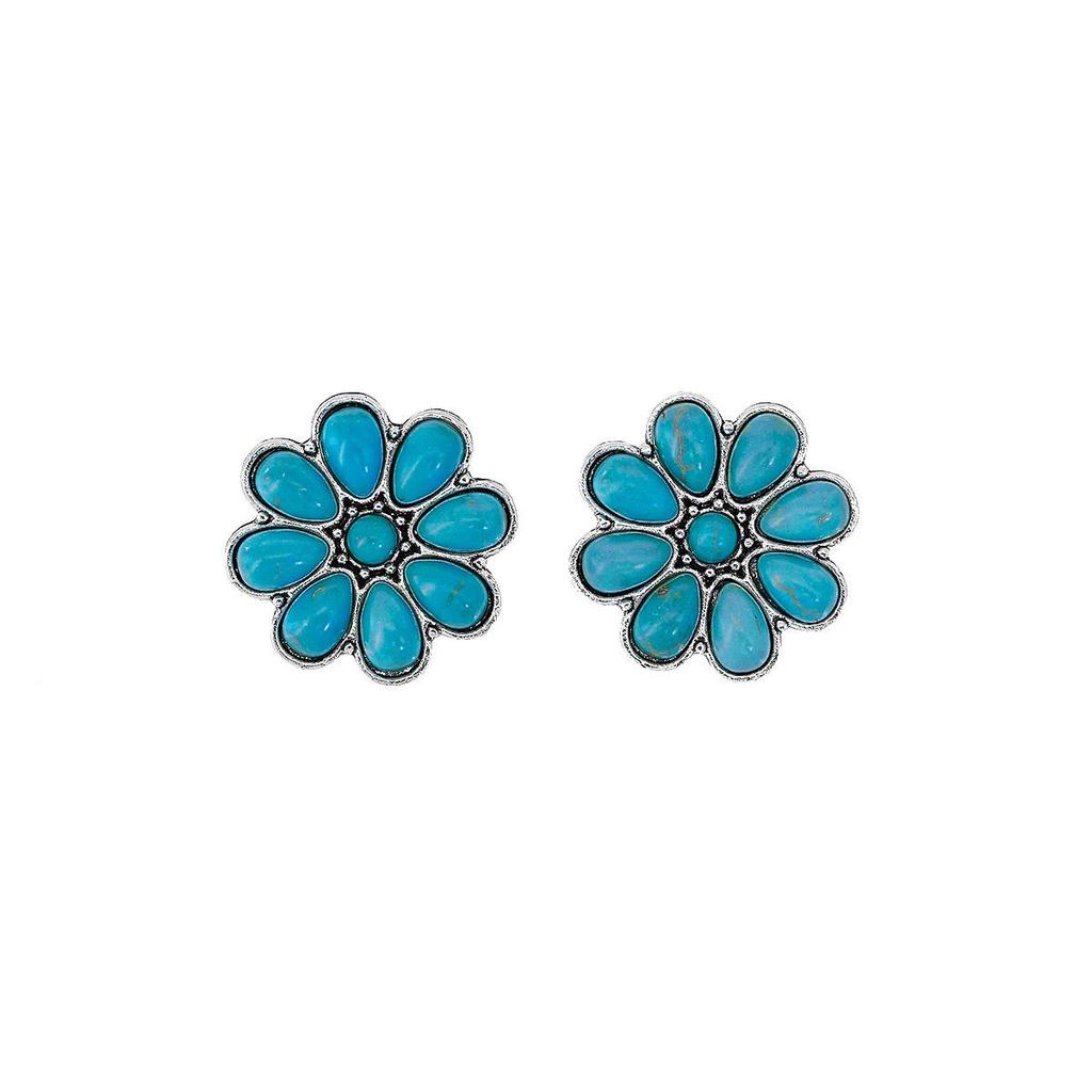 2024 Böhmische Türkis Wassertropfen Blume Ohrringe für Frauen - Retro Stil