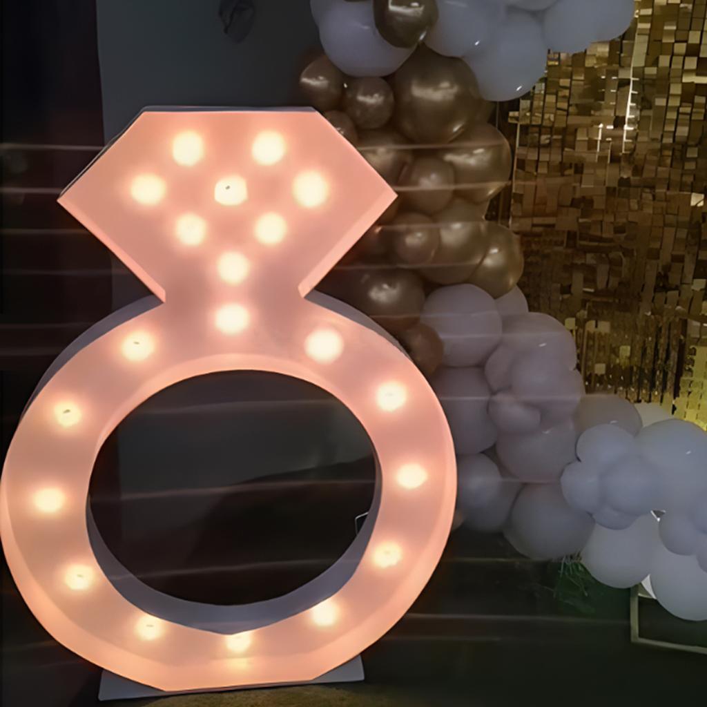 1Pcs 94cm/37inch Light Up Diamond Marquee Frame KT Board LED Diamond Decoration Party Decorative Light For Wedding Party  Anniversary Decoration