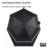 Creative Folding Backpack Umbrella: Manual Black Glue Business Umbrella for All Weather - Sunny & Rainy Days