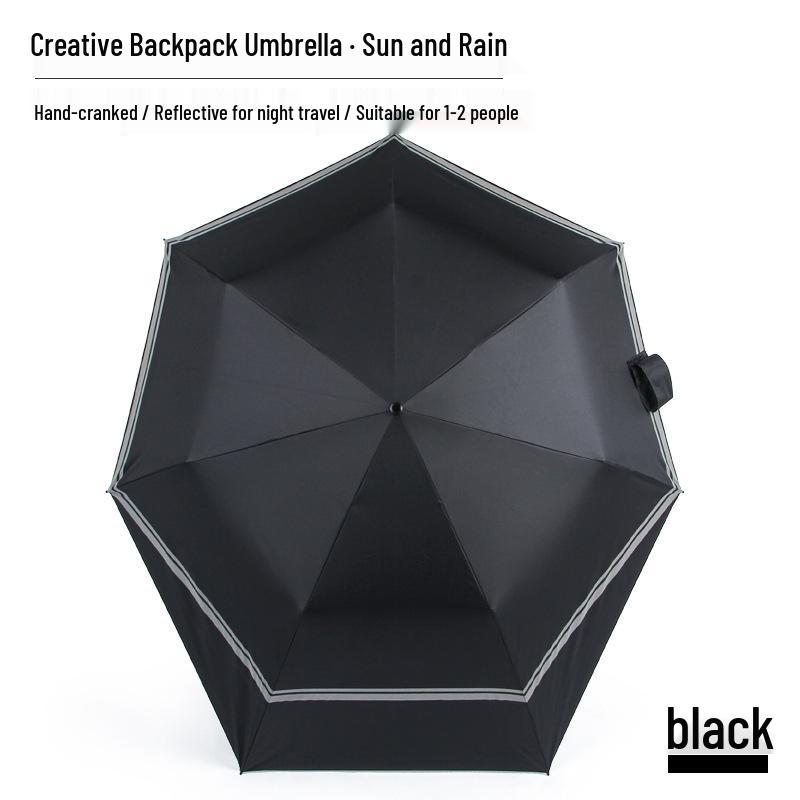 Creative Folding Backpack Umbrella: Manual Black Glue Business Umbrella for All Weather - Sunny & Rainy Days