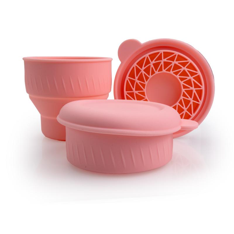 

Multifunction Silicone Folding Makeup Brush Cleaning Cup Cleaning And Drying Storage Cup Beauty Cosmetic Brush Scrub Cup розовый