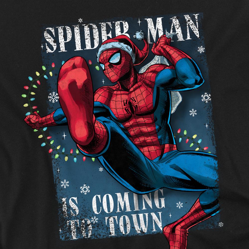 Spider-Man Unisex Adult Is Coming To Town Christmas T-Shirt