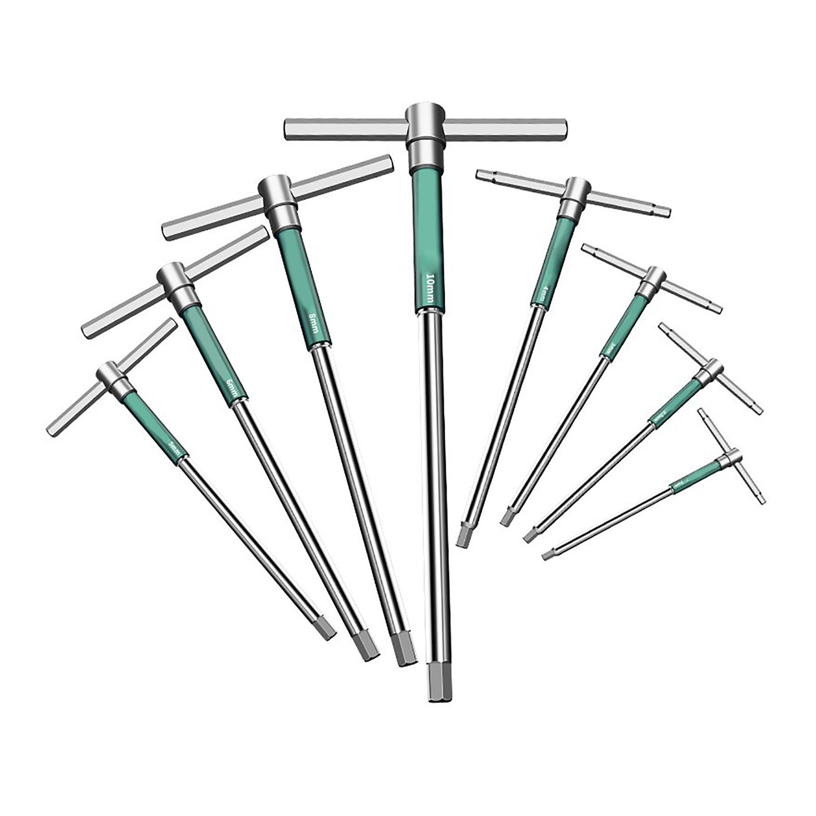 8Pcs T Bar Hexagons Socket Wrench Spanners Tool Set (2mm to 10mm) T-shaped Wrench TorxKey Wrench Inner Spanners 1