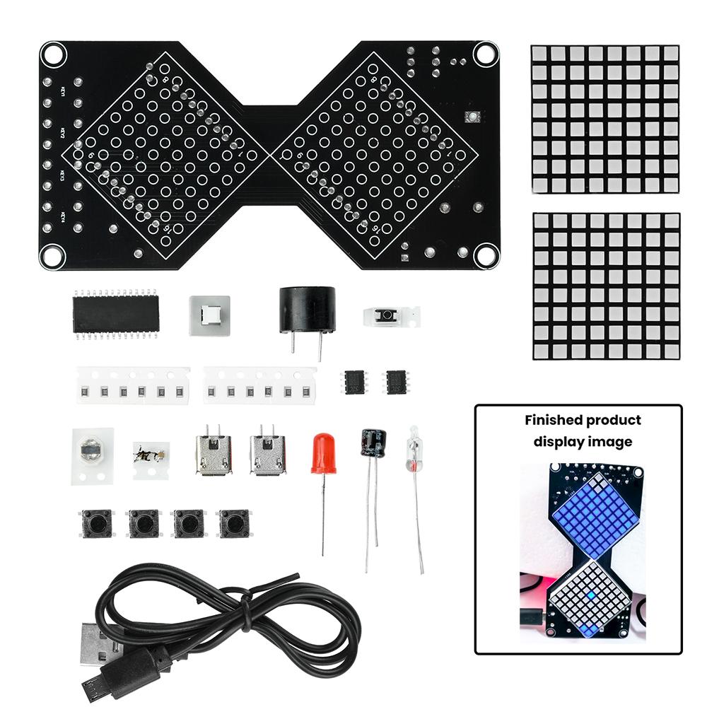 DC 5V LED Dot Matrix Electronic Hourglass DIY Kit Micro USB Interface Gravity Sensing Timer Soldering Practice Electronics DIY C