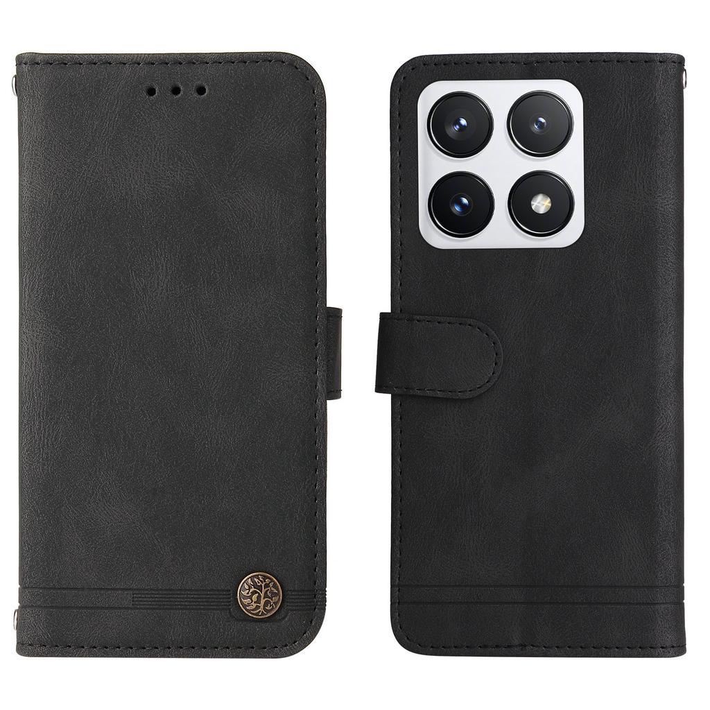 Für Xiaomi 14T Pro Leder Brieftaschenhüllen Hautgefühl Handyhülle Ständer mit Riemen