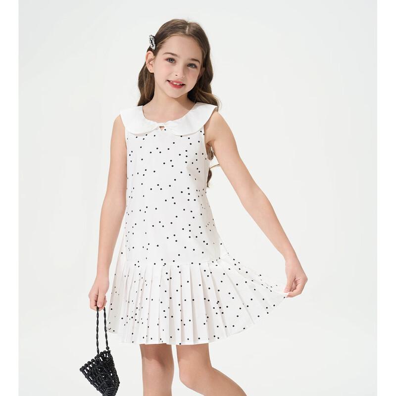 Montagut Girls' Summer Polka Dot Lapel Vest Dress
