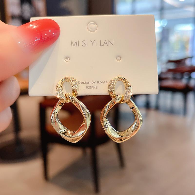 Nuovi Orecchini Geometrici alla Moda Orecchini per Donna Zircone Dorato Orecchini Pendenti San Valentino Anniversario Compleanno Gioielli Regalo