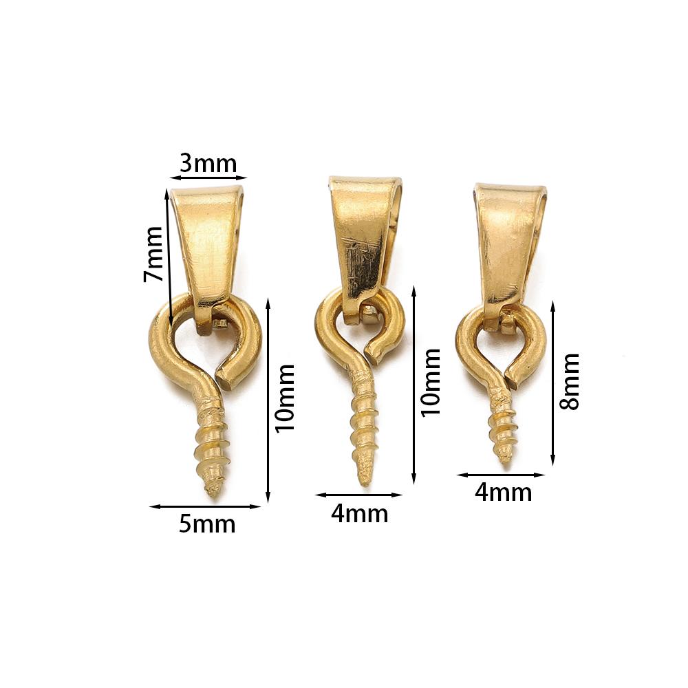 20pcs Stainless Steel Screw Eye Pins Bail Top Drilled Beads End Pendant Charms Connectors Dangle Charm for DIY Jewelry Making