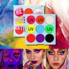 Bright Color Honey Skin Water Activated Liner UV Light Neon Pastel Shadow Palette Festival Makeup Responsive 9 Colors, 1pcs 9 Colors, 1 Piece