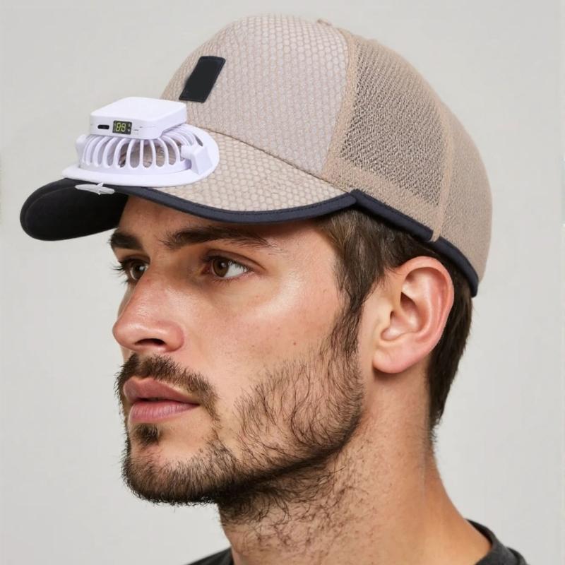 USB Rechargeable Cooling Fan Baseball Hat With Solar Powered Design Breathable Adjustable Sun Hat For Outdoor Activity
