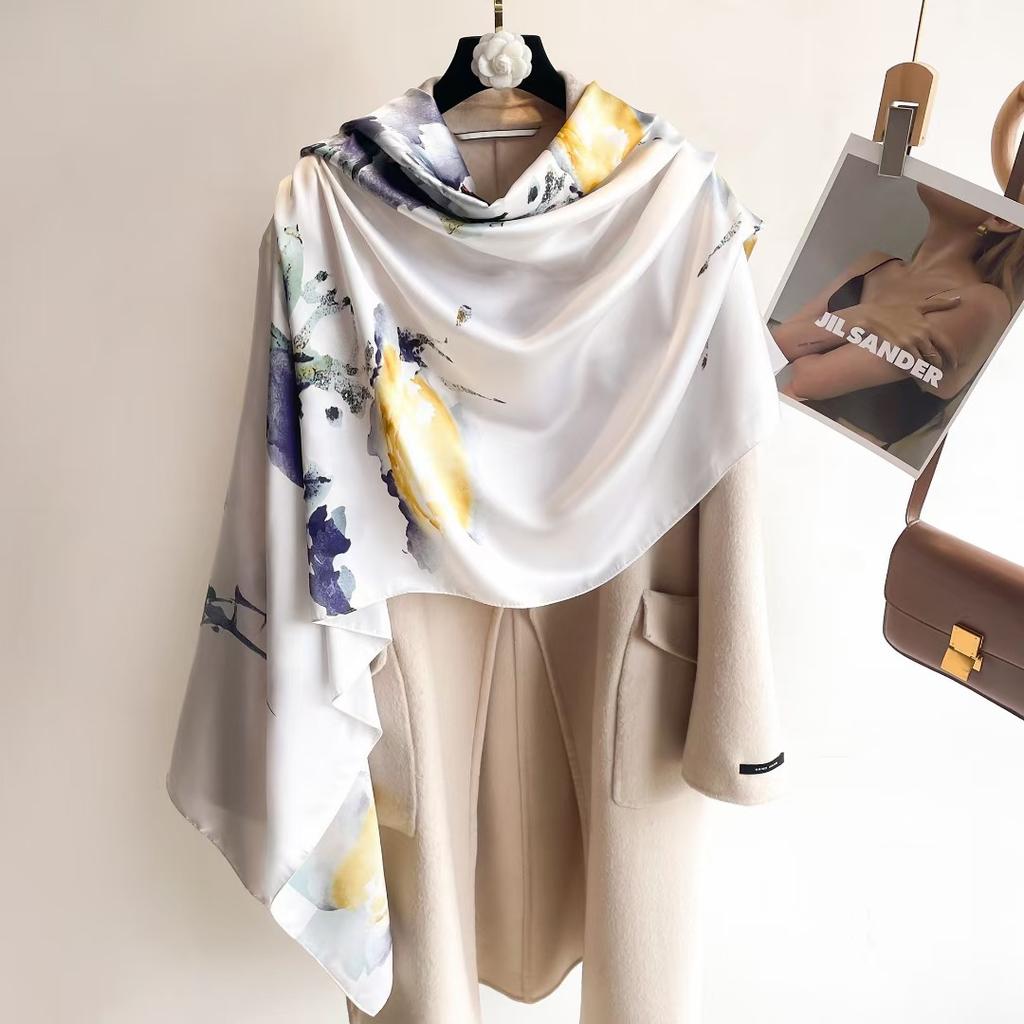 90x180cm Satin Silk-Like Scarf Oversized Women’s Summer Shawl Elegant Sun Protection Wrap & Luxury Gift