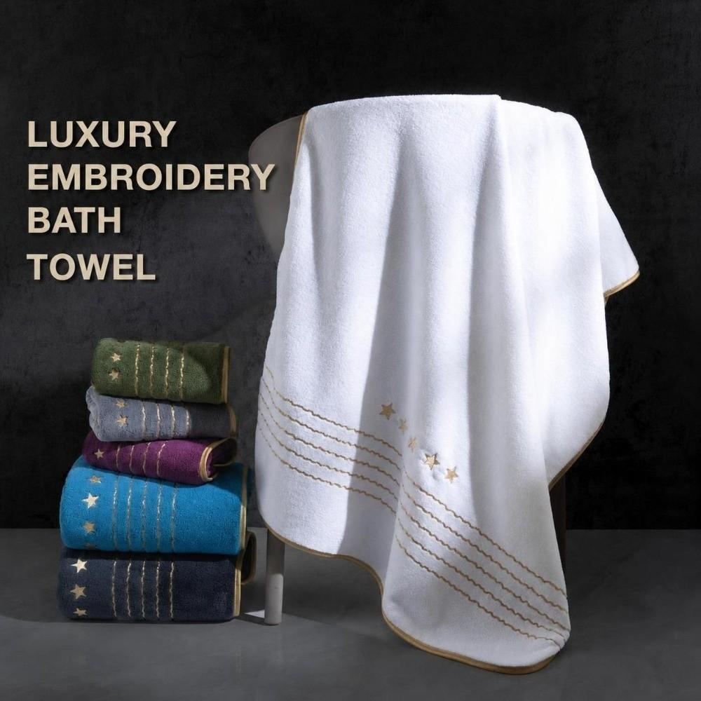 4pcs Absorbent Star Embroidered Towel Set Quick Dry Bath Linen Set Super Hand Towel Set Travel