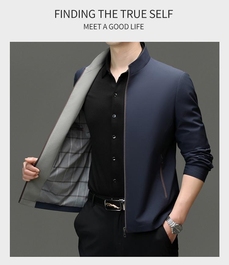 2025 High-End Men's Business Casual Non-Iron Jacket for Spring/Autumn - Middle-Aged Dad Style
