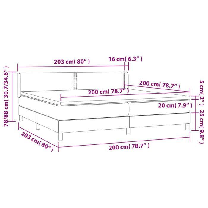 3130920 vidaXL Divan Bed and Mattress Dark Grey 200x200cm Velvet
