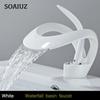 Golden/White Bathroom Basin Faucet Black Bathroom Faucet Brass Creative Grey Sink Mixer Tap Hot & Cold Waterfall Basin Faucet