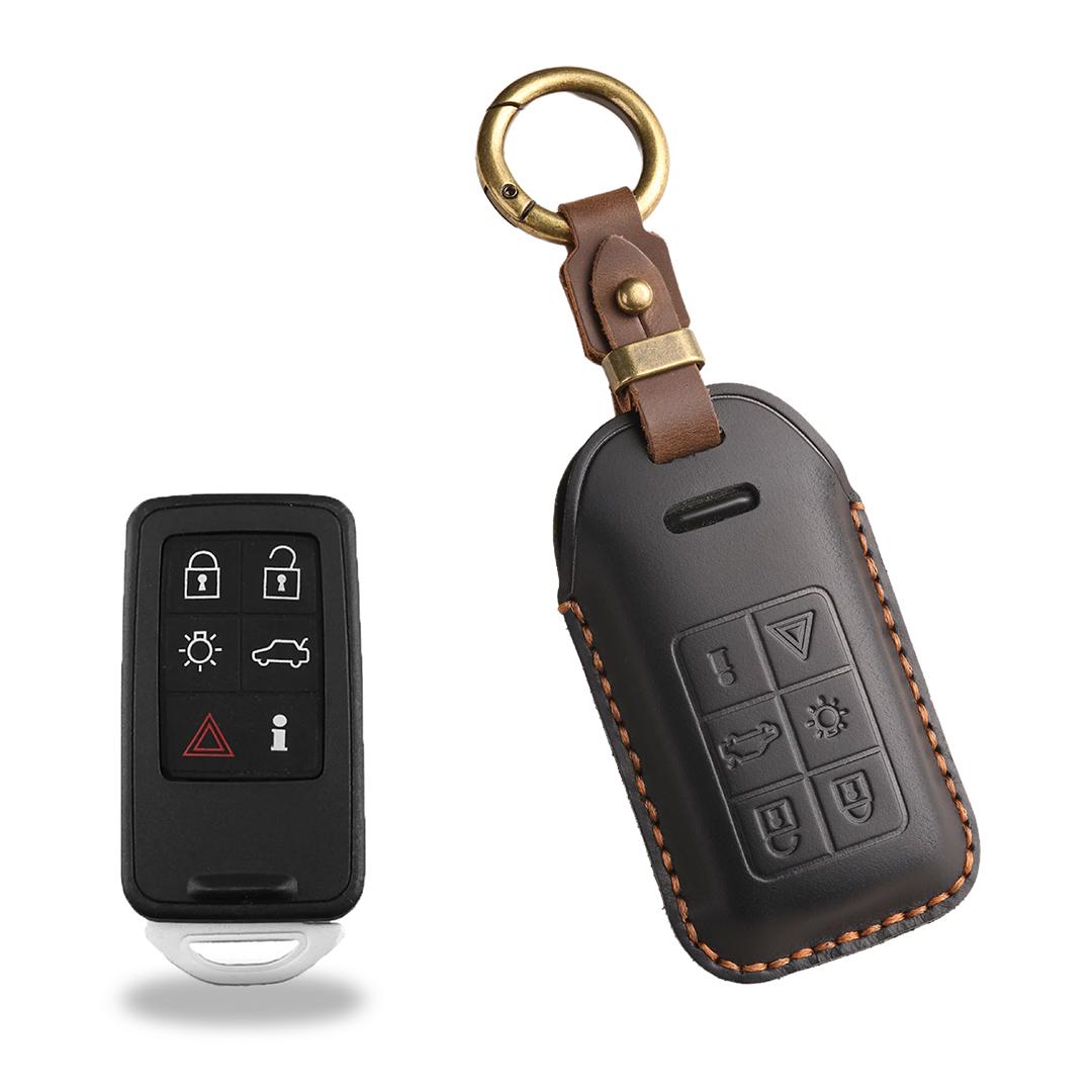 

[Volvo] Чехол для ключа автомобиля из коровьей кожи ручной работы, подходит для S60 S80 V60 V70 XC60 XC70 XC6 6 keys чёрный