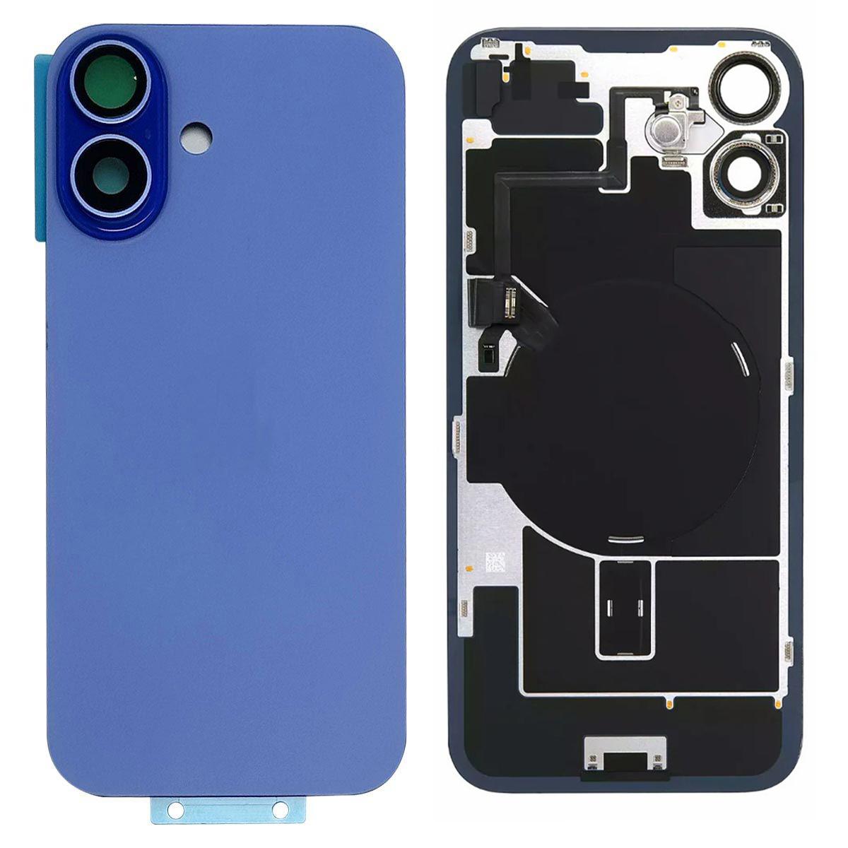 

Для iPhone 16 Кришка корпусу батареї+Кришка об єктива камери+Кронштейн+Кабель порту бездротової зарядки Blue