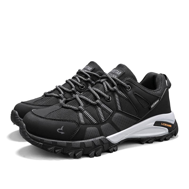 

TUINANLE Short Boots Man Non-Slip Sneakers Wear-Resistant Hiking Shoes Men Outdoor Sneakers Light Male Walking Shoes 39 чёрный