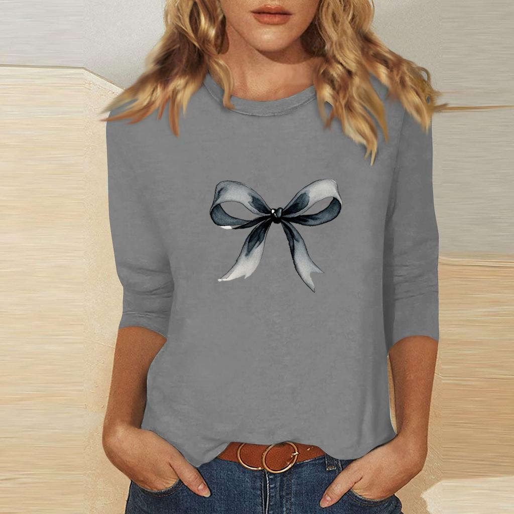 Damen-Oberteil mit Rundhalsausschnitt und 3/4-Ärmeln