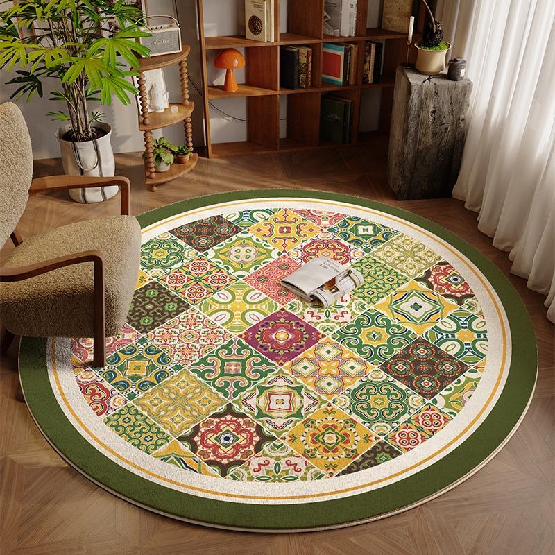 Round Living Room Carpet American Retro Carpets for Bedroom Rug Bedside Floor Mat Modern Creative Minimalist Home Decor Rugs
