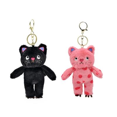 Niedlicher Plüsch Katze Schlüsselanhänger Cartoon Puppe Spielzeug Sprachlose Katze Anhänger Schlüsselring für Frauen Mädchen Paar Taschenanhänger Autoschlüsselanhänger