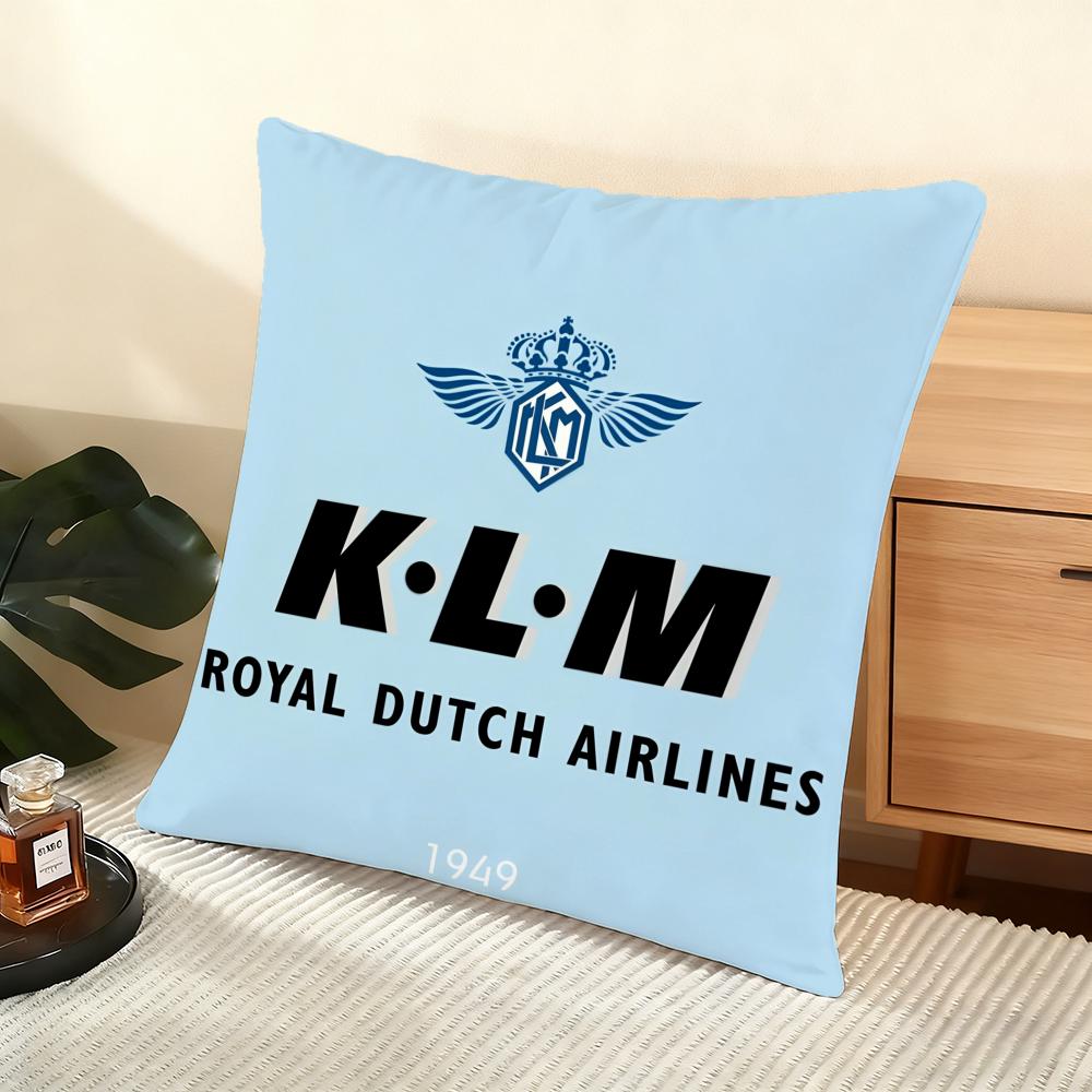Kim R-Royal Dutch Airlines Cushion Cover Soft Short Plush Pillow Cover Smooth Cozy Texture Aesthetic Cushion Case Home Decor