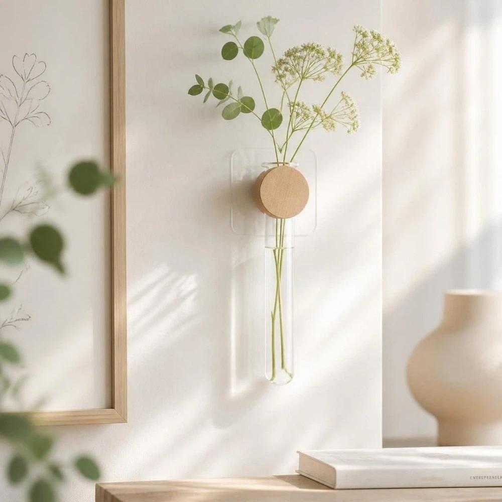 Vase Wall Mounted Planter Home Ornaments Flower Pot Hydroponic Planter Shelf Living Room