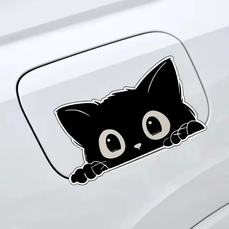 Peeking Black Cat Car Sticker Cute Vinyl Decal for Scratch Camouflage & Window Decoration Funny Waterproof Cat Lover Accessory