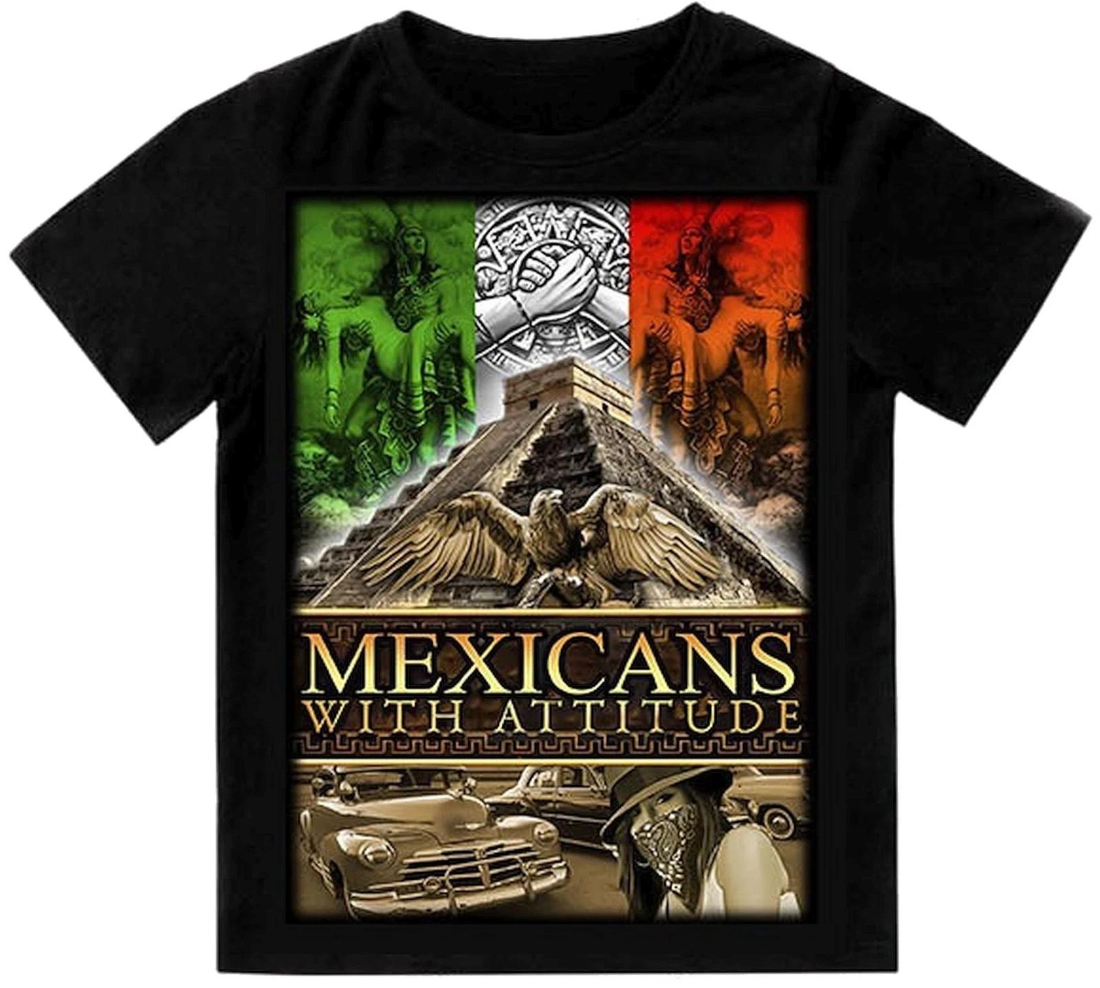 Mexicans With Attitude Mens T-Shirt Print On Shaka Wear Heavyweight Tee L