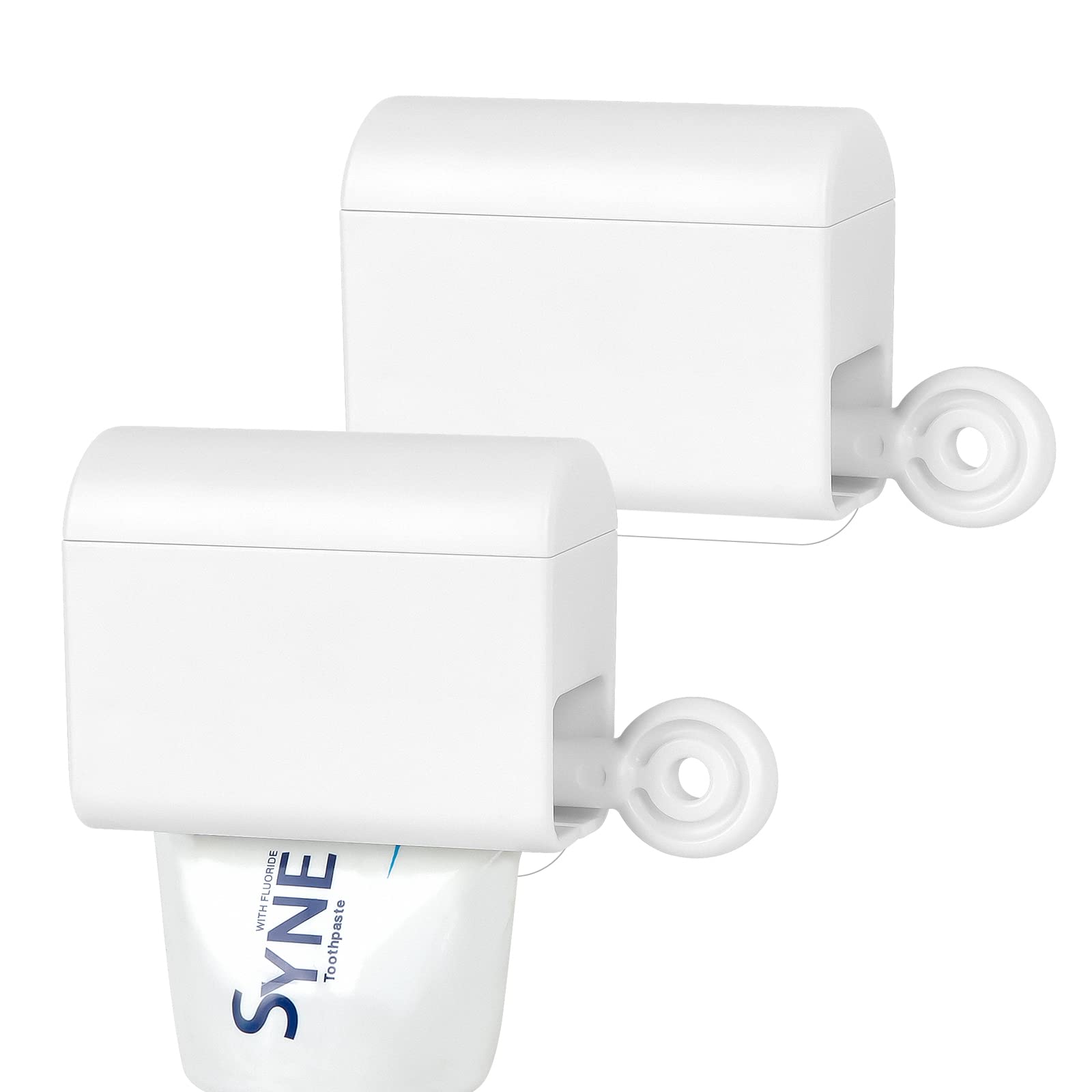 

Linkidea 2 Pack Wall Mounted Manual Toothpaste Tube Rotatable Squeeze Toothpaste Toothpaste Tube Sheet Holder Squeezer, Dispenser, Punch-Free (White)