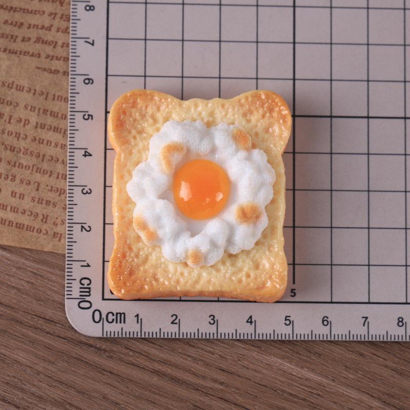 Large Fried Egg Bread Miniature Toy Magnet Pendant