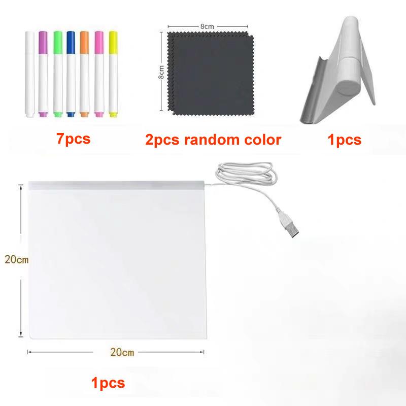Rewritable DIY Children's Glowing Drawing Board Message Lamp With 7 Colorful Pens Light Up Acrylic Message Board