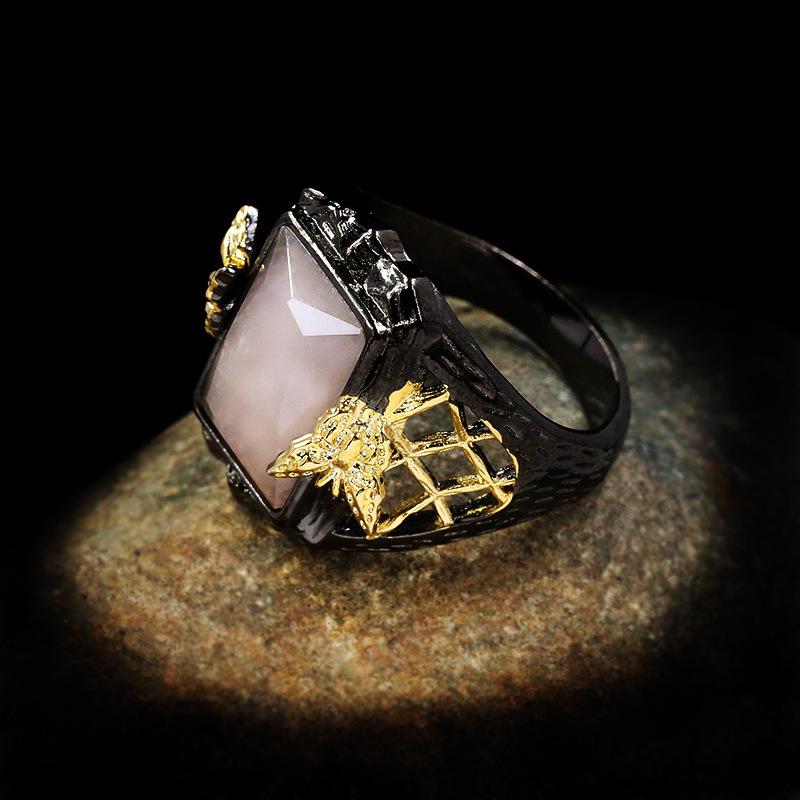 Ruby Ring Pigeon Blood Red Tourmaline Ring Black Gold Plated Two Color Inlaid Color Treasure Ring