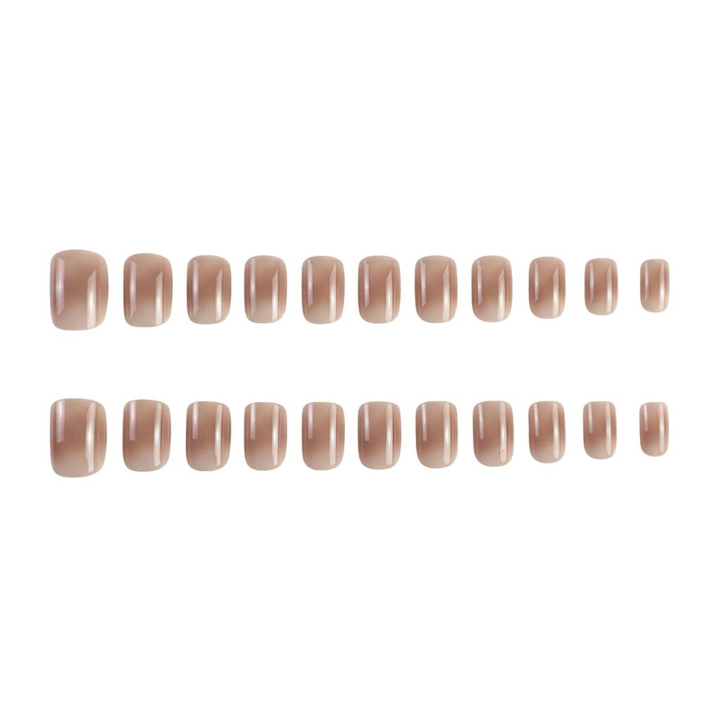 Caramel-Pudding Nude False Nails 24 Pieces Natural Jelly Texture for DIY Manicure