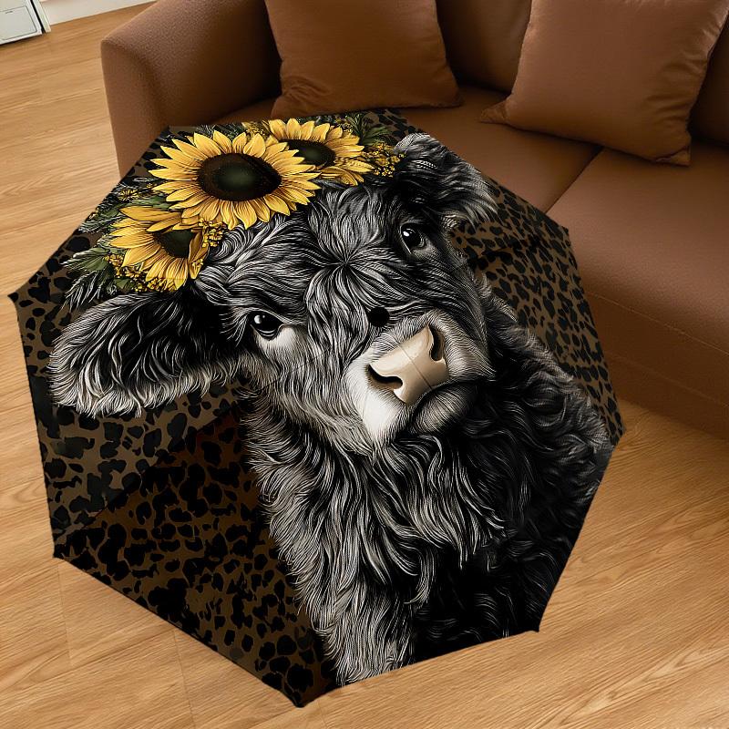 1PC Cow Sunflower Umbrella-8-Rib Reinforced, Automatic Open, Lightweight & Durable, Cute Fashion Accessory for Outdoor-P28