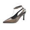 Fashion Pointed Patent Leather Hollow-out Baotou Sandals Women's New Pointed Toe Shallow Mouth Stiletto Temperament High Heels