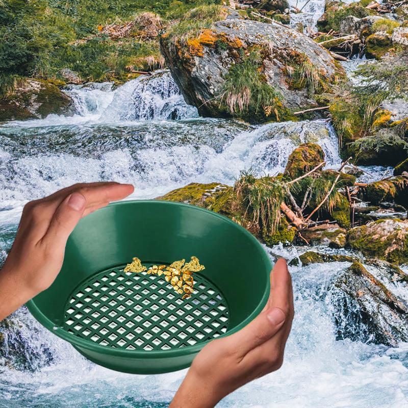 10/14/15 pulgadas Aparato para Lavar Oro Pantalla para Cernir Minerales Herramientas de Detección de Metales Tamiz Recipiente de Polímero Verde 1/3 Piezas