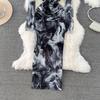 Sexy Tie-dye Printed V-Neck Long Sleeve Dress Women Chic Elegant Patchwork Vintage Midi Dresses Female Korean Fashion Casual One Piece Dress 2024