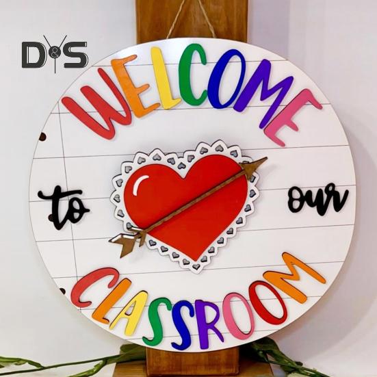 

1 комплект, украшение для дверной таблички «Добро пожаловать в класс», сменные сезонные аксессуары, 3D «Добро пожаловать в наш класс», подвесная деревянная подвеска на дверную табличку A