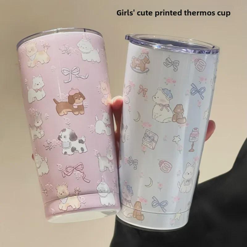 Cană Termos Graffiti Nouă 2024 - Capacitate Mare, Tricoloră, Oțel Inoxidabil, Design Portabil pentru Cupluri