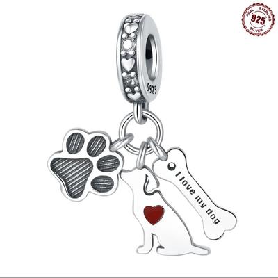 Bead Copper Charm Genuine Paws Bones Puppy Pendants Bead Fits Bracelets Jewellery DoItYourself Women Beautiful Gifts Accessory