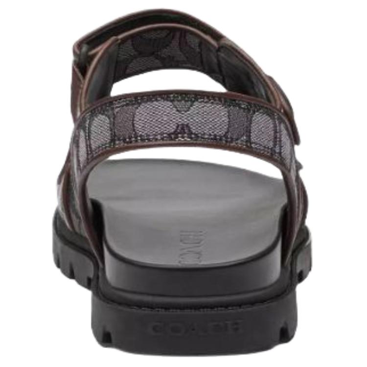 Coach Platform Leather Velcro Open Toe Flat Slide Sandals Unisex Sandals Black CCA90-L38