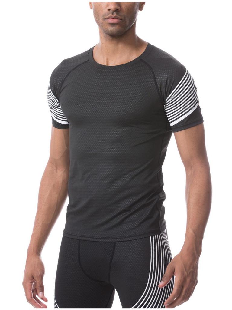 Men's Quick-Dry Marathon Running Suit: Tight-Fit Sports Short Sleeve T-Shirt