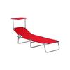 Sun Lounger - Outsunny - Foldable - Adjustable Sun Protection - Red Metal