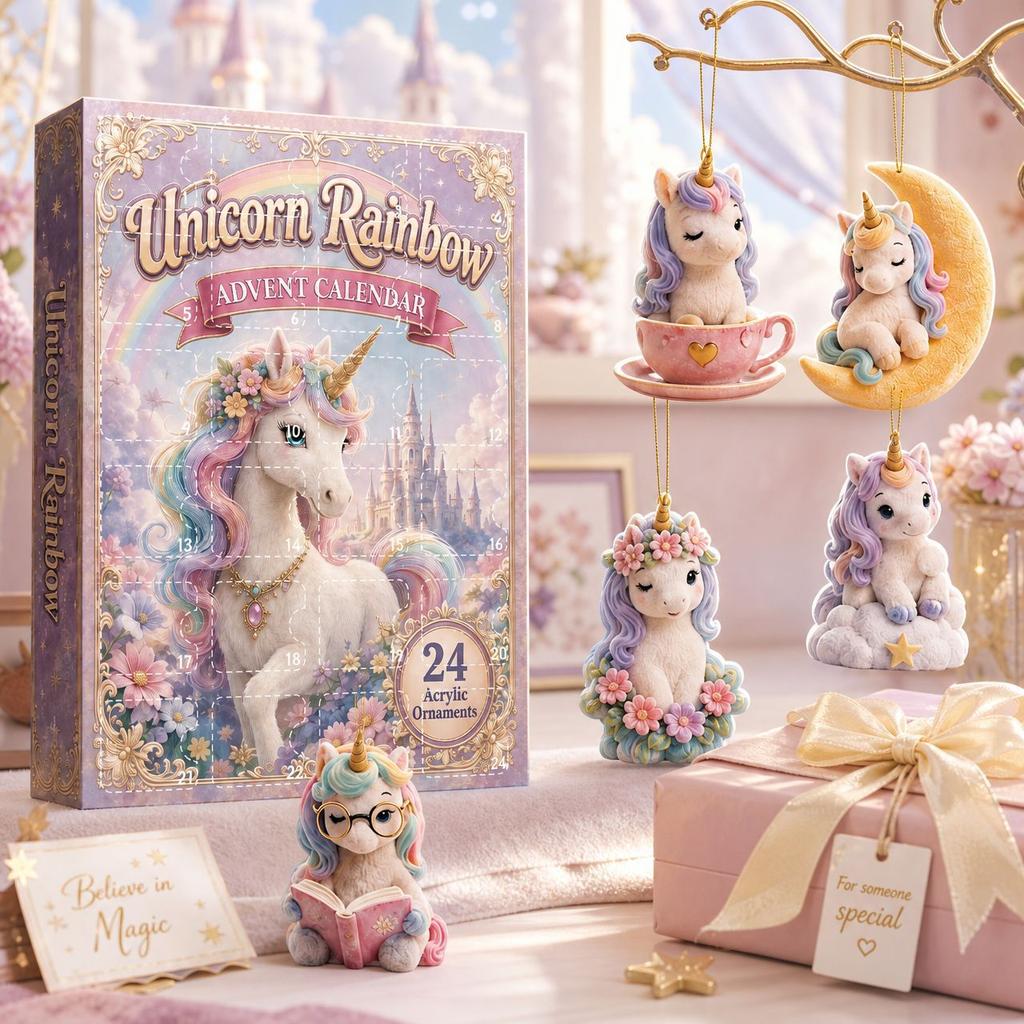 2026 Christmas Countdown Calenda, 24 Unicorn-Themed Christmas Tree Ornaments,Holiday Gift for Christmas