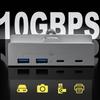 10Gbps USB C USB Hub 4 Ports Aluminum USB 3.1 Docking Hub Clamp for Desk Computer with 5V 2A Extra Power Supply Port