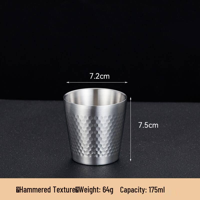 Korean Style Double Wall Hammered Stainless Steel Cup - Insulated & Drop-Resistant for Outdoor Use