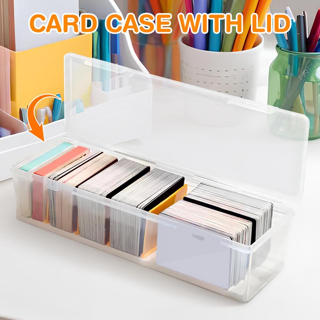 SEWACC Adjustable Divider Transparent Trading Card Storage Box with Lid Large Capacity Portable Organizer